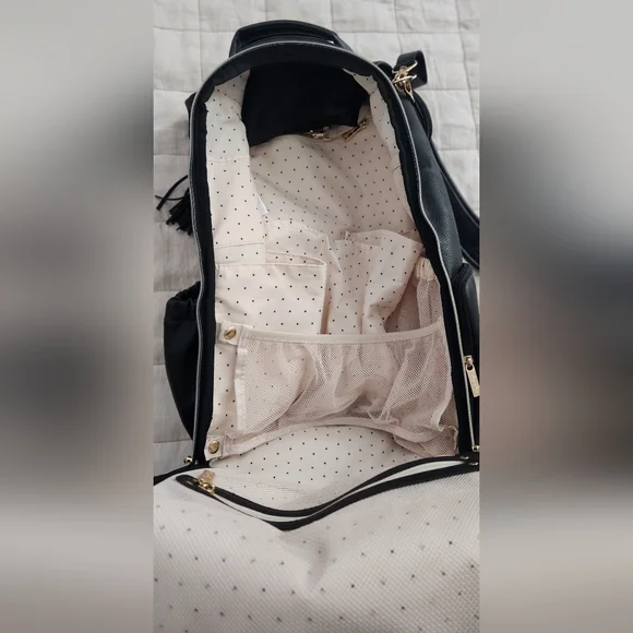 Itzy Ritzy Black Diaper Backpack with Gold Accents - Picture 6 of 9